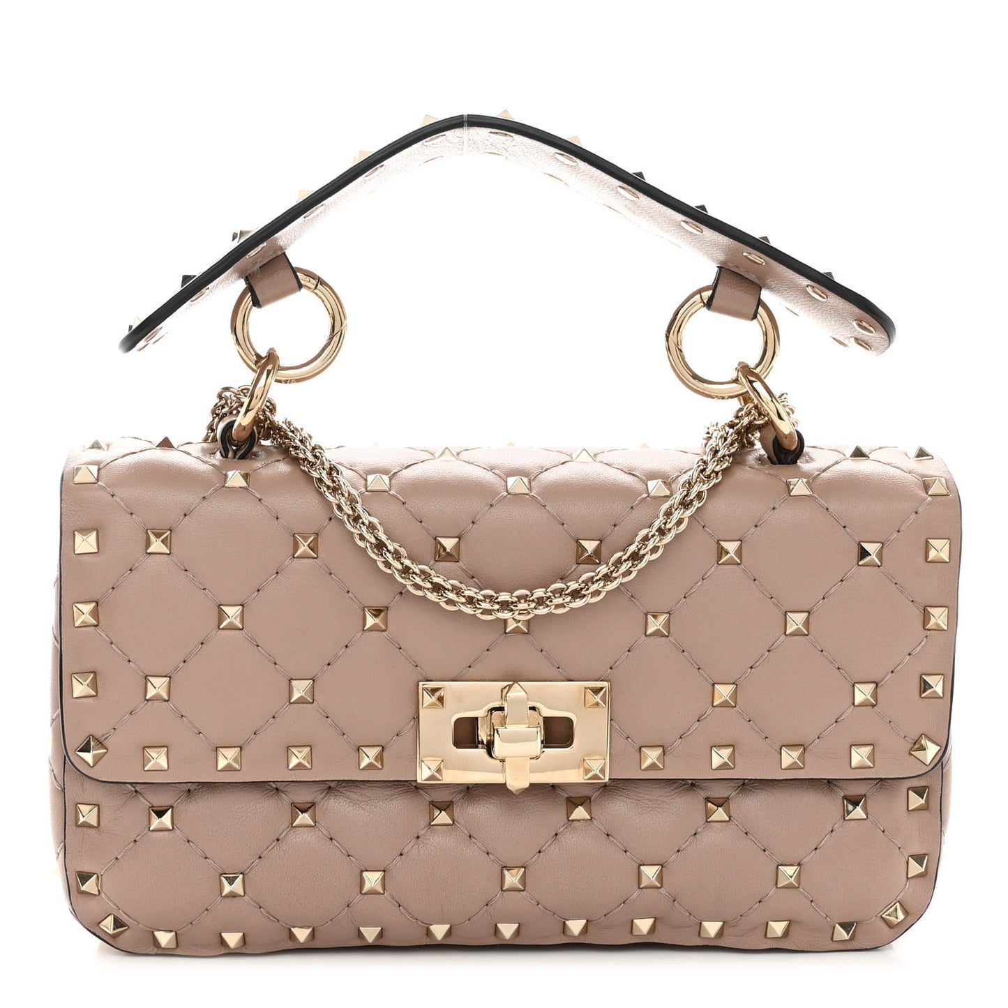 Nappa Small Rockstud Spike Shoulder Bag Poudre