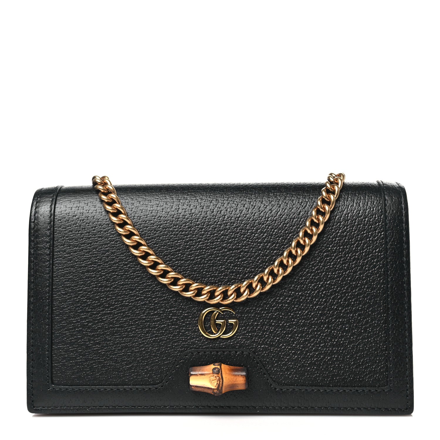 Gucci Textured Dollar Calfskin Mini Diana Chain Bag Black 1 of 11