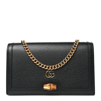 Gucci Textured Dollar Calfskin Mini Diana Chain Bag Black 1 of 11