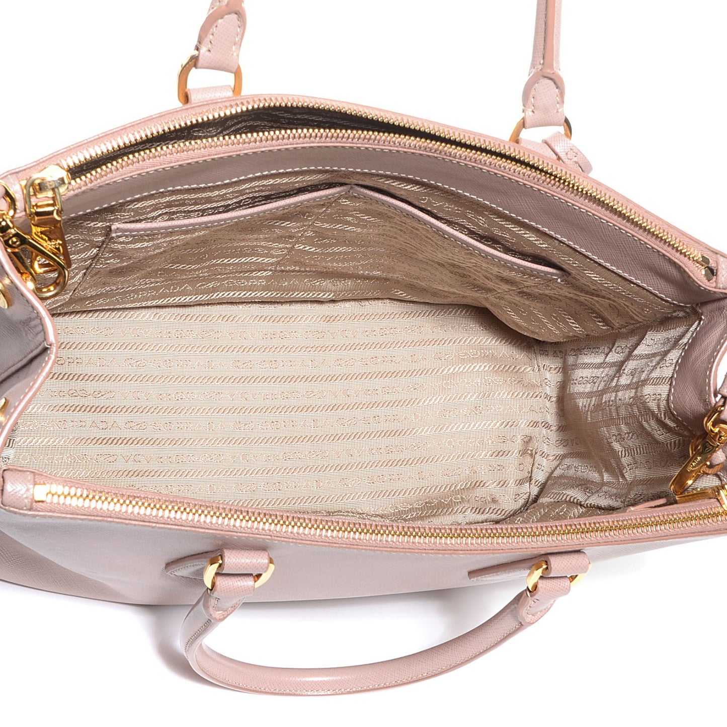 Saffiano Lux Medium Double Zip Tote Cammeo
