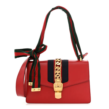 Gucci Calfskin Small Sylvie Shoulder Bag Hibiscus Red 1 of 12