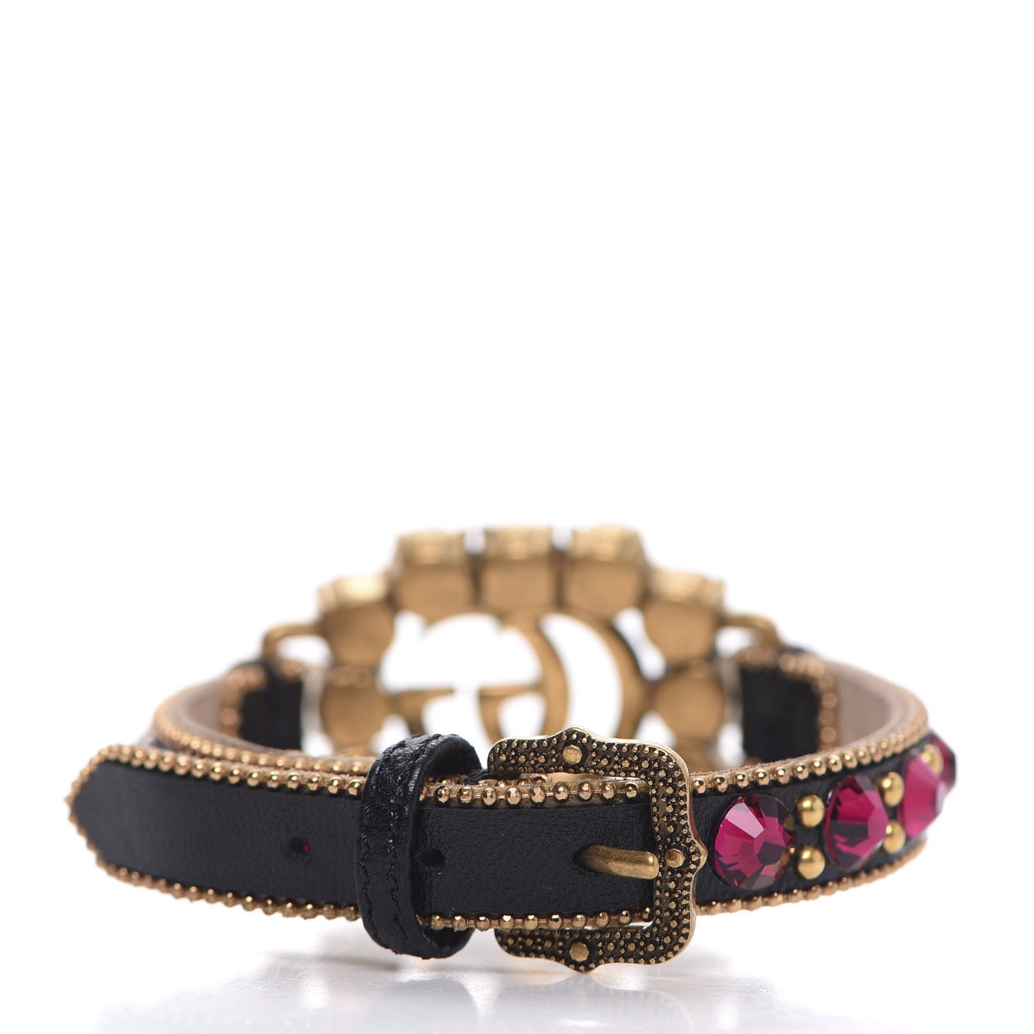 Gucci Calfskin Crystal Double G Bracelet Gold 3 of 5