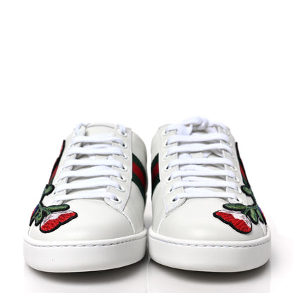 Gucci Calfskin Web Floral Embroidered Womens Ace Sneakers 36.5 White 2 of 10