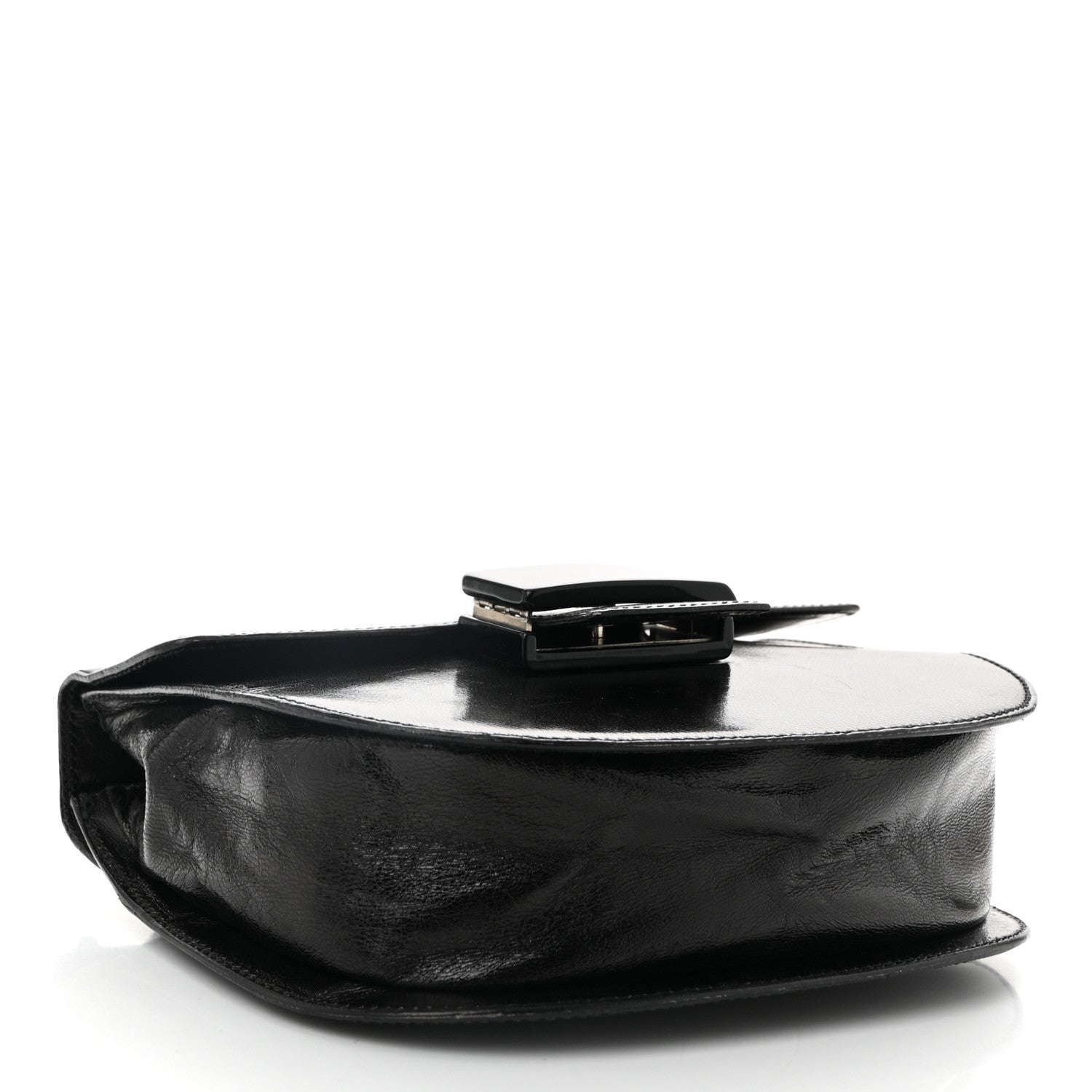 Prada Spazzolato Fliplock Flap Shoulder Bag  Black 4 of 10