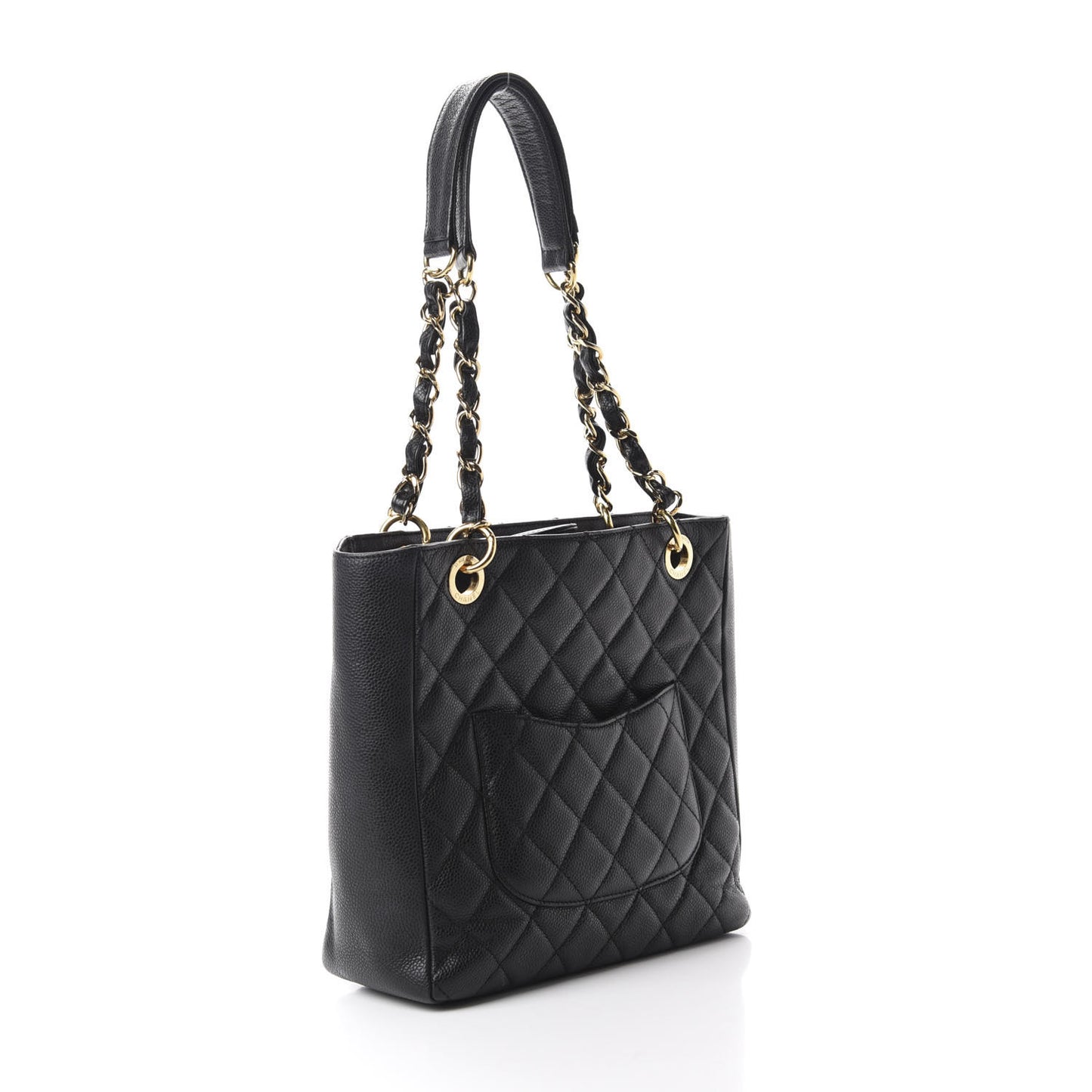 Caviar Quilted Petit Shopping Tote PST Black