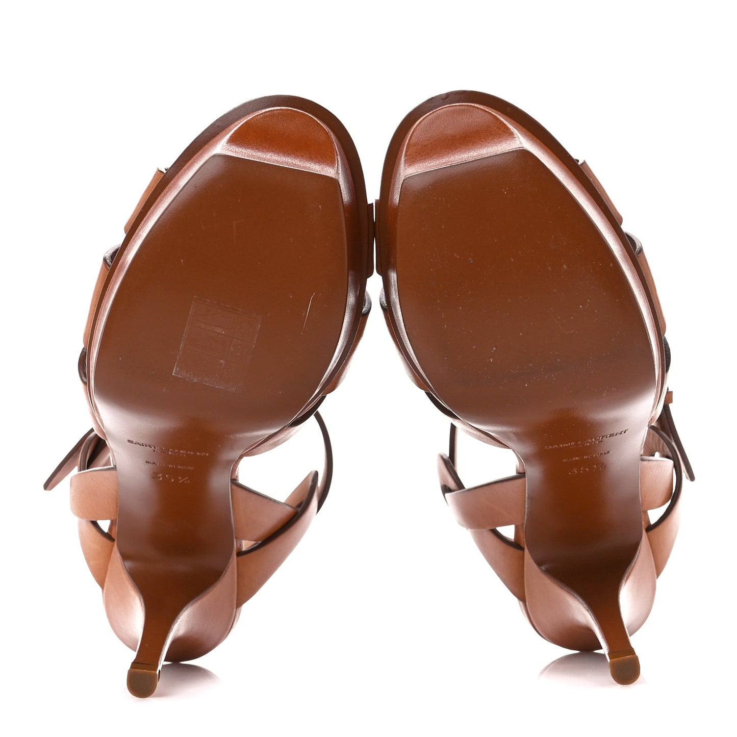 Calfskin Tribute 105 Platform Sandals 35.5 Caramel