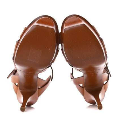 Saint Laurent Calfskin Tribute 105 Platform Sandals 35.5 Caramel 5 of 9