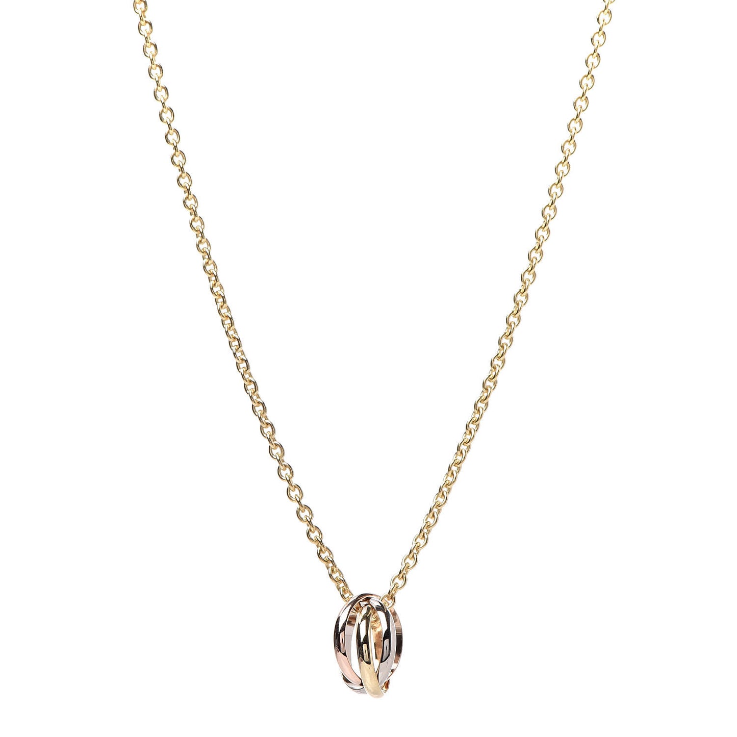 18K Pink Yellow White Gold Trinity Pendant Necklace