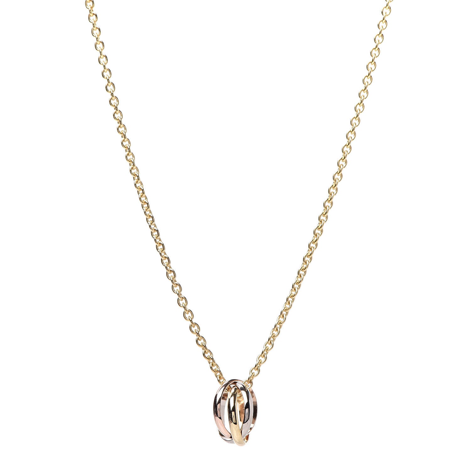 Cartier 18K Pink Yellow White Gold Trinity Pendant Necklace 1 of 14
