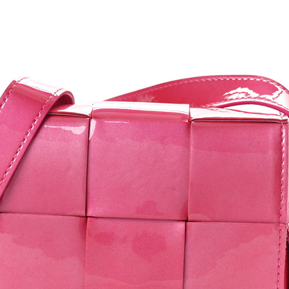 Bottega Veneta Metallic Patent Calfskin Maxi Intrecciato Extra Mini Cassette Crossbody Bag Pink 7 of 10