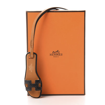 Hermes Lizard Butler Calfskin Hunter Oran Nano Bag Charm Black 5 of 5