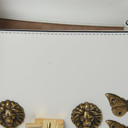 Gucci Calfskin Animal Studs Mini Sylvie Top Handle Bag White 11 of 12