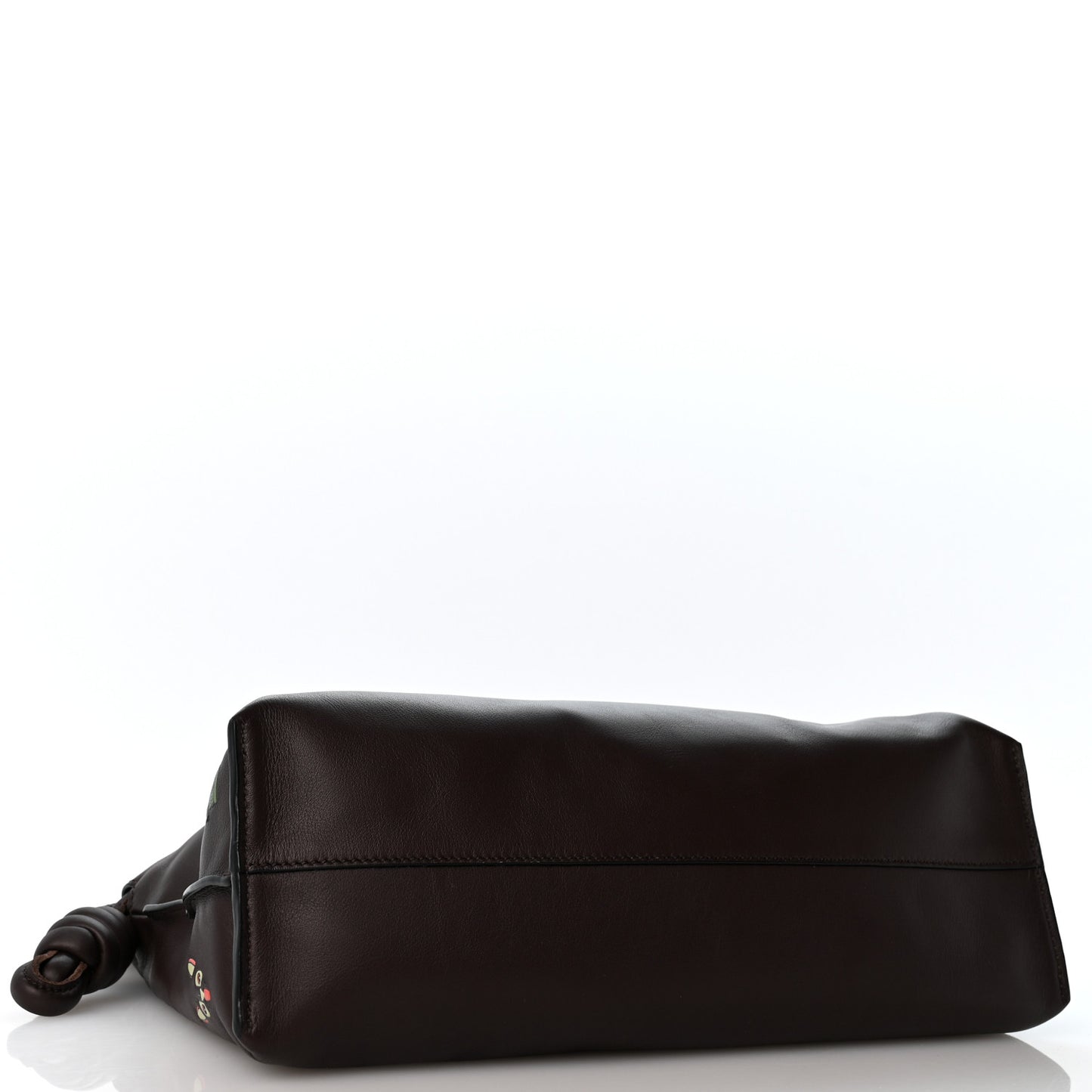 X Louis Wain Calfskin Futurist Cats Medium Flamenco Knot Clutch Brown