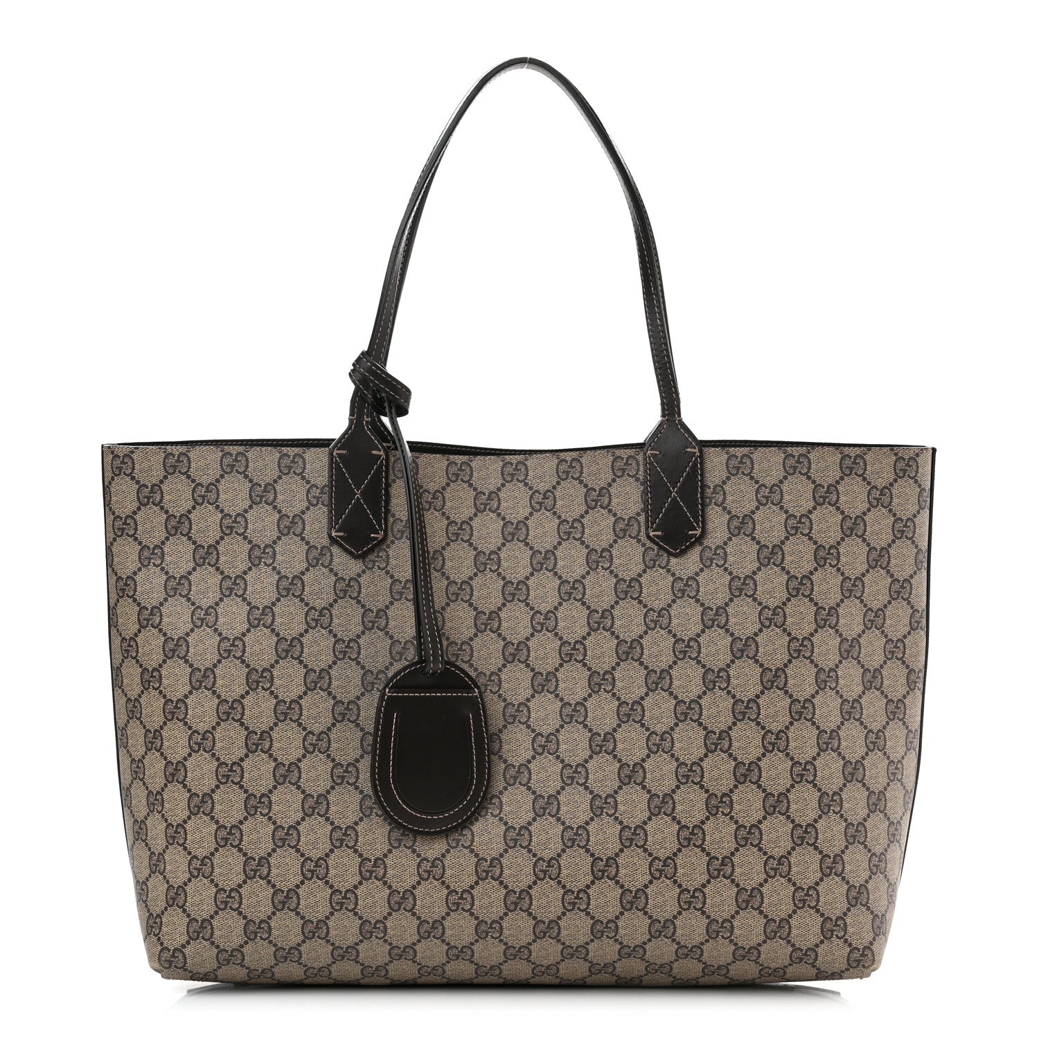 Gucci Calfskin GG Supreme Monogram Medium Reversible Tote Dark Brown 1 of 16