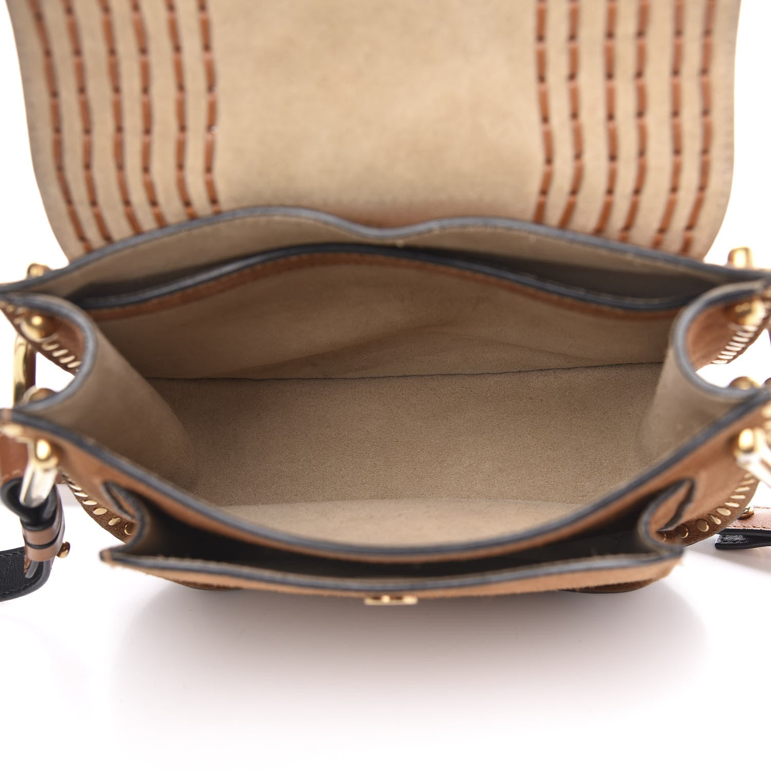 Chloe Suede Calfskin Braided Mini Hudson Shoulder Bag Caramel 5 of 15