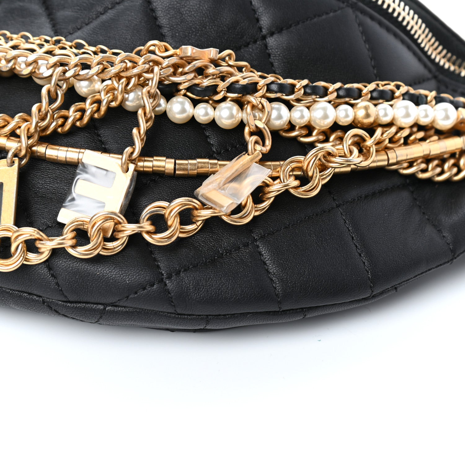 Chanel Lambskin Quilted All About Chains Waist Belt Bag Black 10 of 10