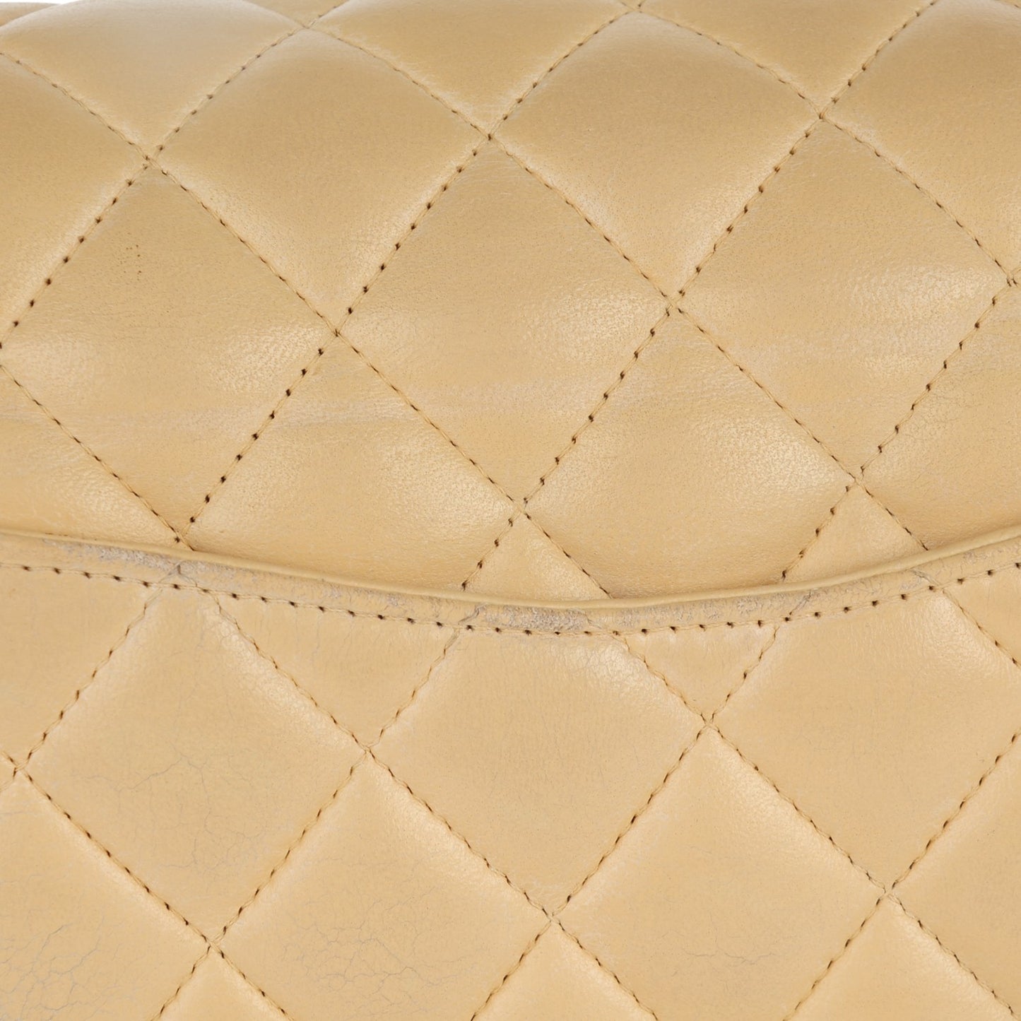 Lambskin Quilted Medium Double Flap Beige