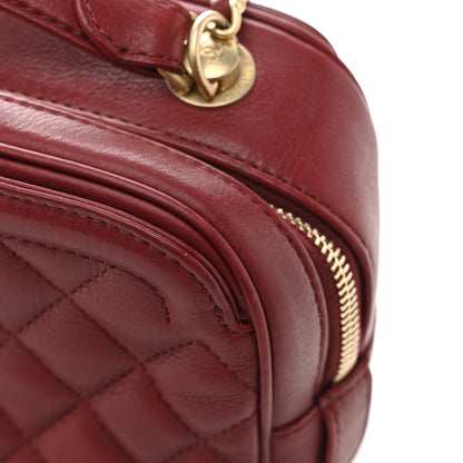 Chanel Calfskin Quilted CC Small Vanity Case Dark Red 14 of 14