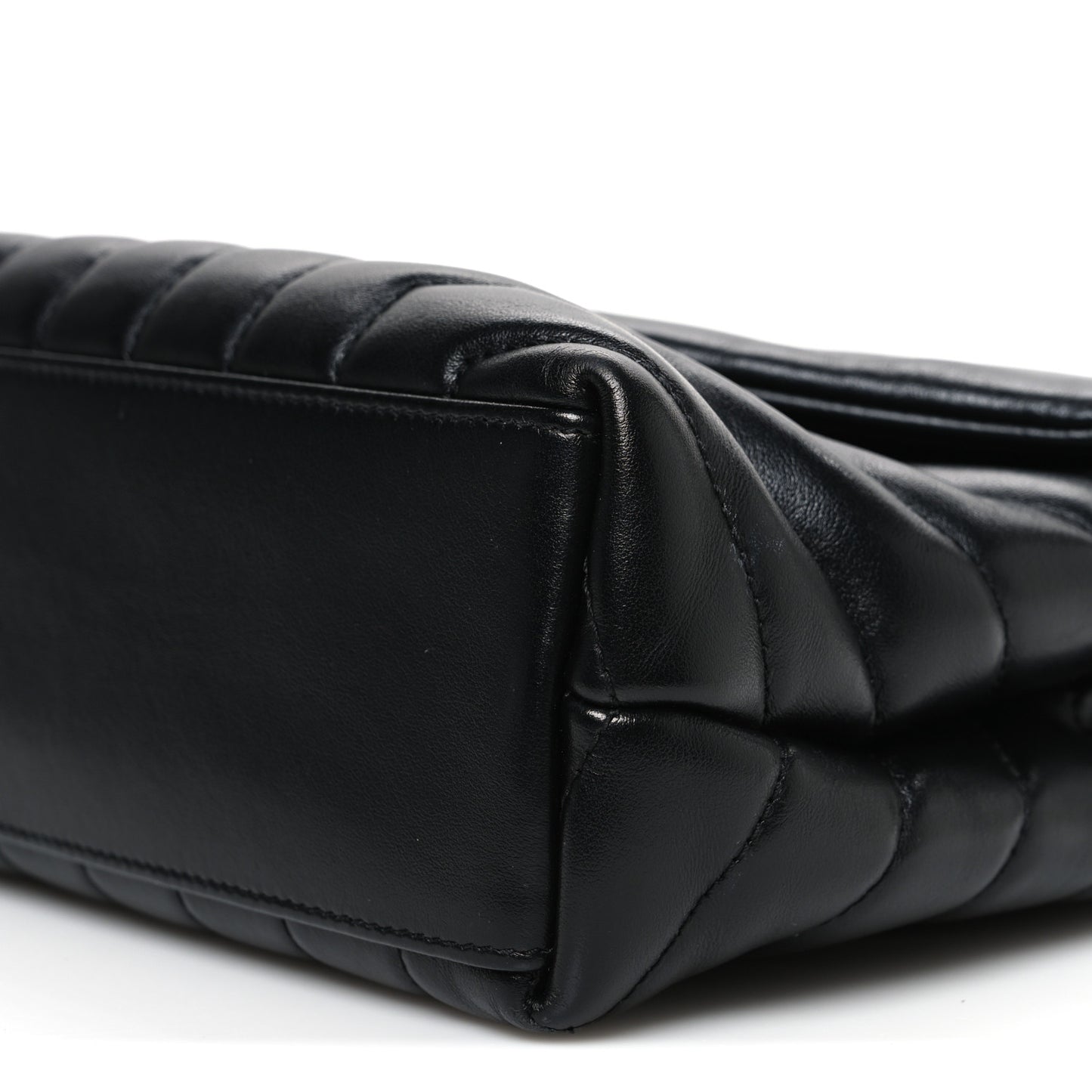 Calfskin Y Quilted Monogram Monochrome Small Loulou Chain Satchel Black