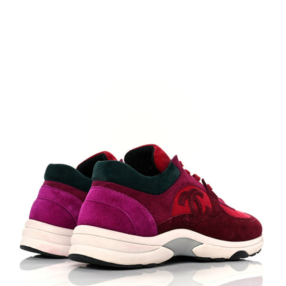 Chanel Suede Calfskin CC Sneakers 38 Burgundy Red 4 of 8