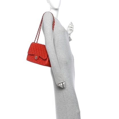 Chanel Lambskin Quilted Jumbo Double Flap Red 2 of 10