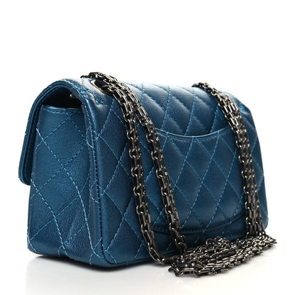 Chanel Metallic Sheepskin Quilted 2.55 Reissue Mini Flap Blue 3 of 11