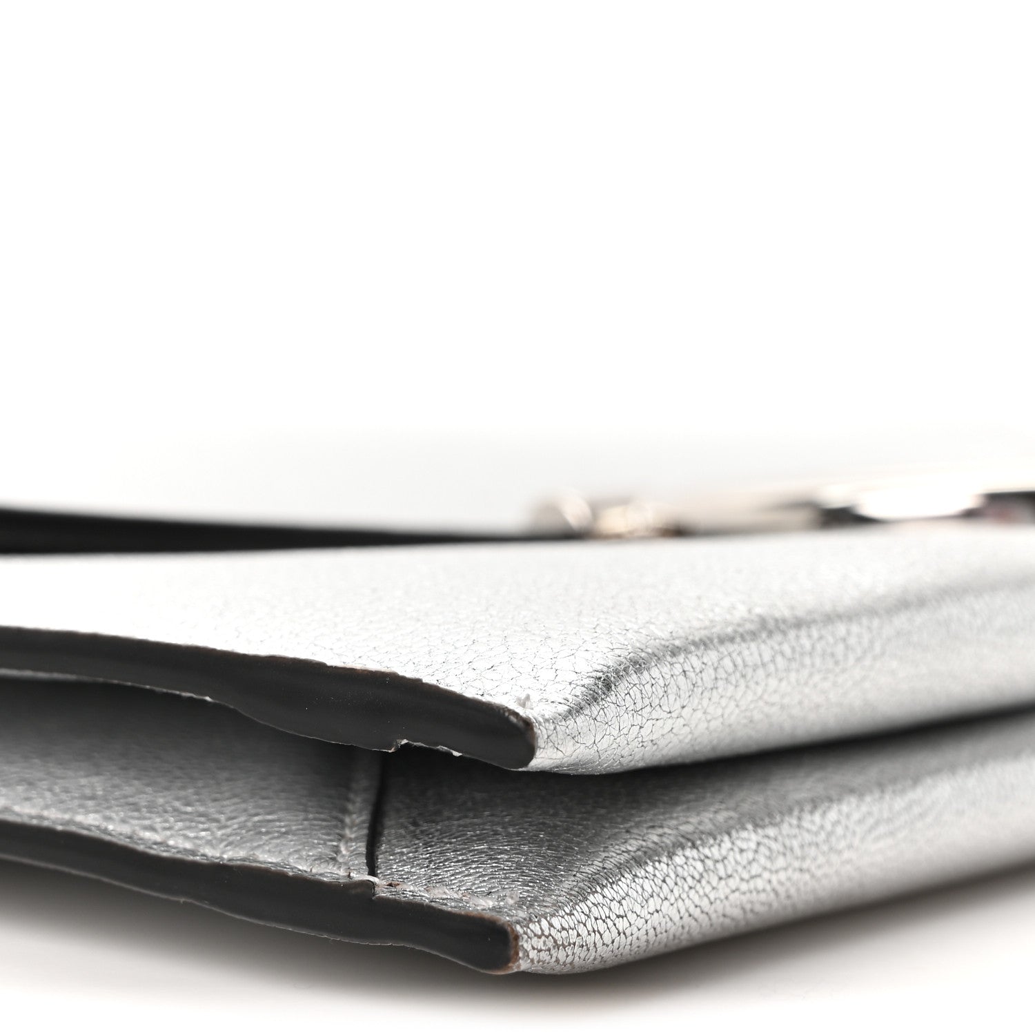 Salvatore Ferragamo Metallic Calfskin Gancini Clutch Silver 9 of 10