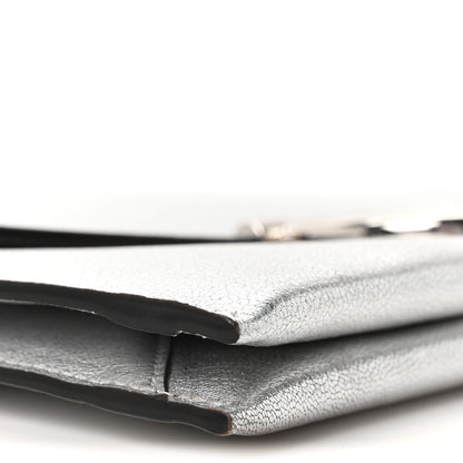 Salvatore Ferragamo Metallic Calfskin Gancini Clutch Silver 9 of 10
