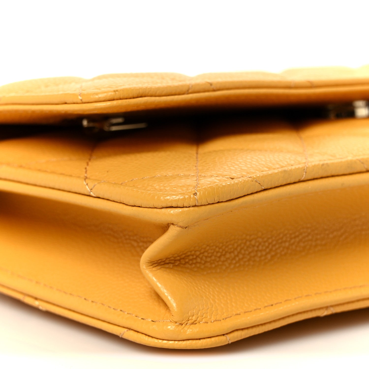 Chanel Caviar Quilted Wallet on Chain WOC Yellow 10 of 12