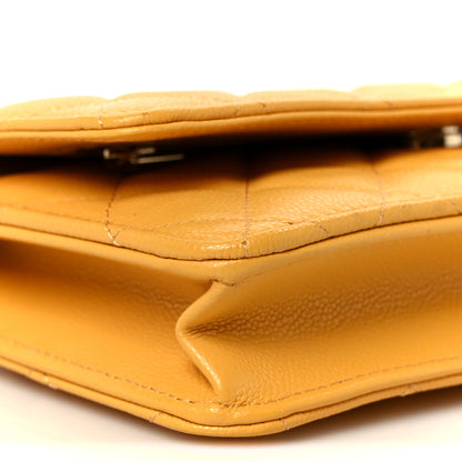 Chanel Caviar Quilted Wallet on Chain WOC Yellow 10 of 12