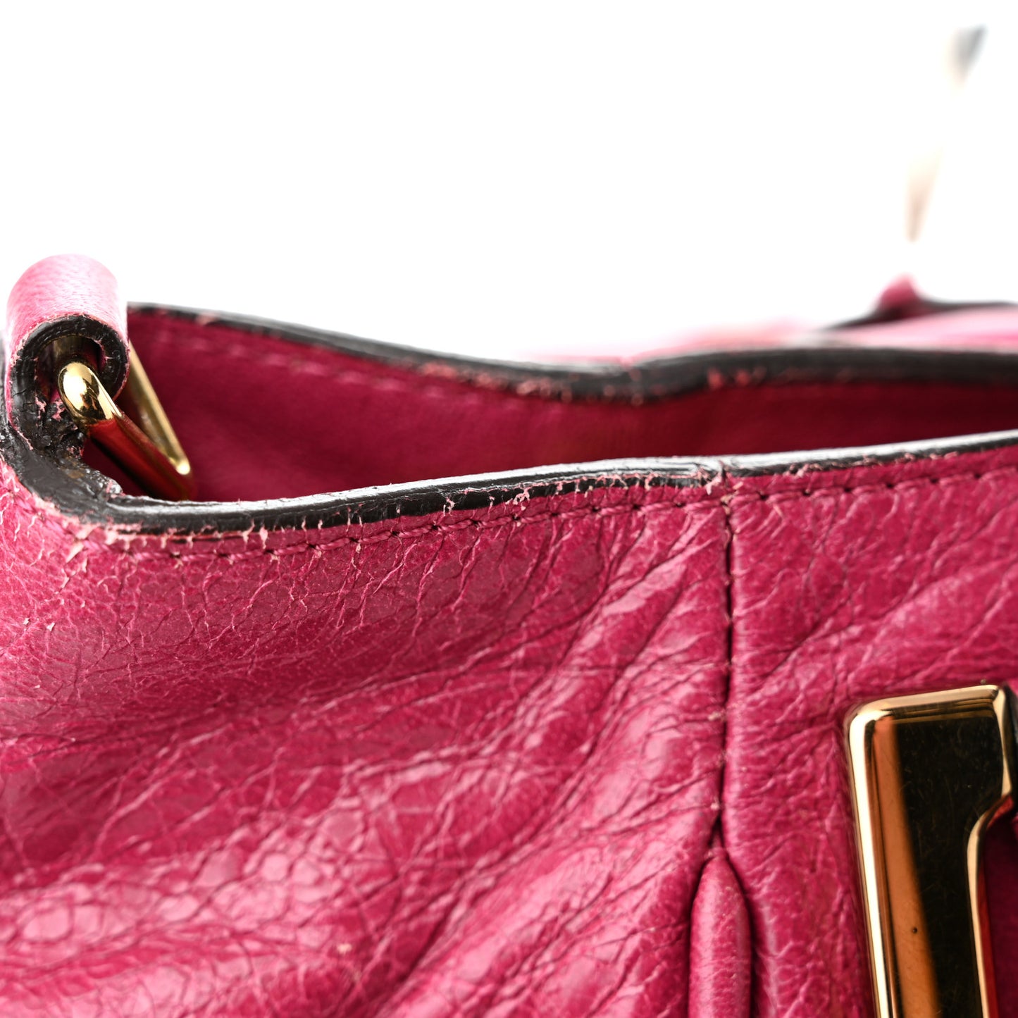Tumbled Lambskin Small Ethel Satchel Cyclamen