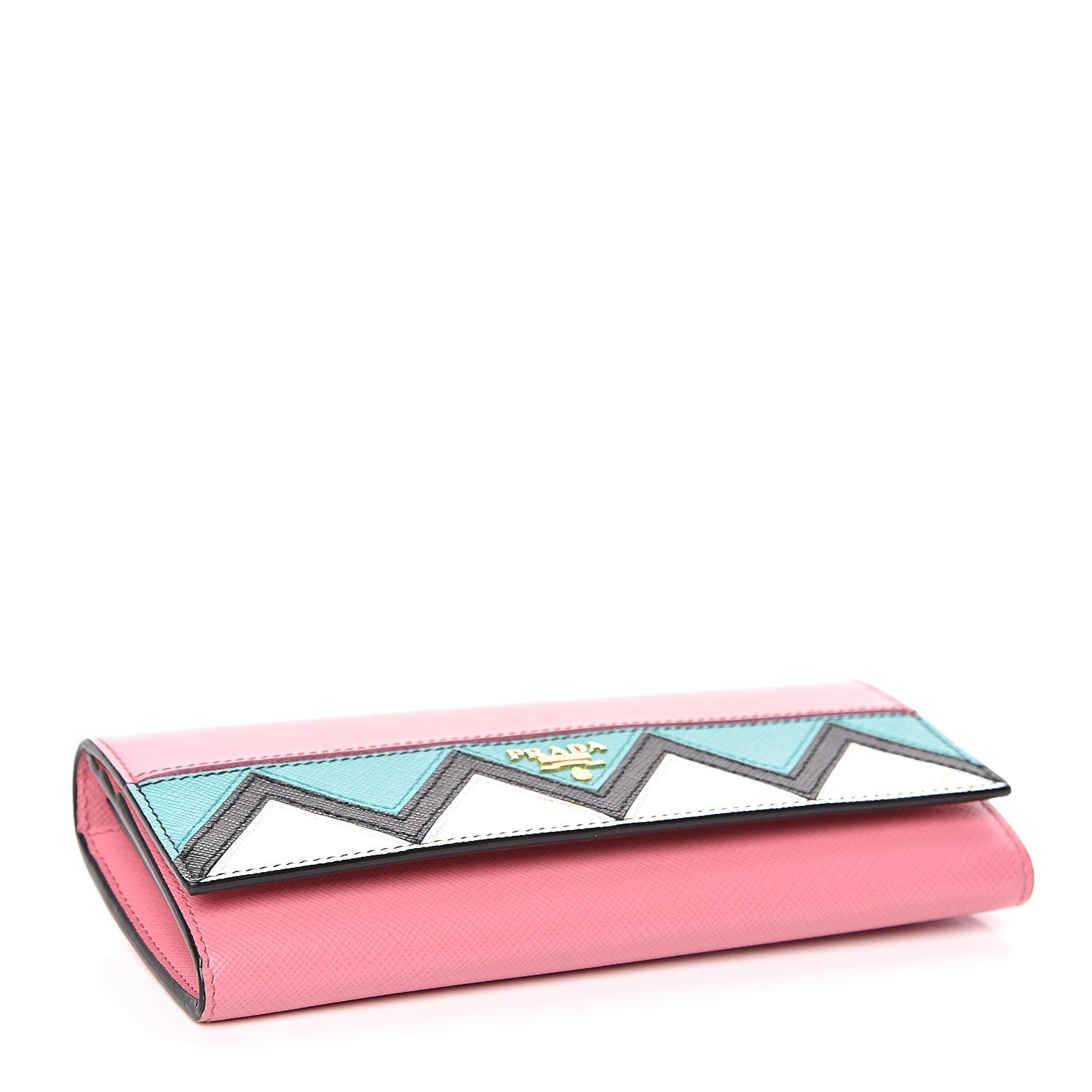 Prada Saffiano Greche Flap Continental Wallet Begonia Giada 5 of 9