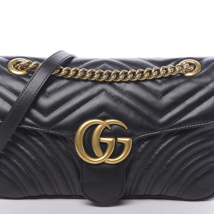 Gucci Calfskin Matelasse Small GG Marmont Shoulder Bag Black 10 of 10