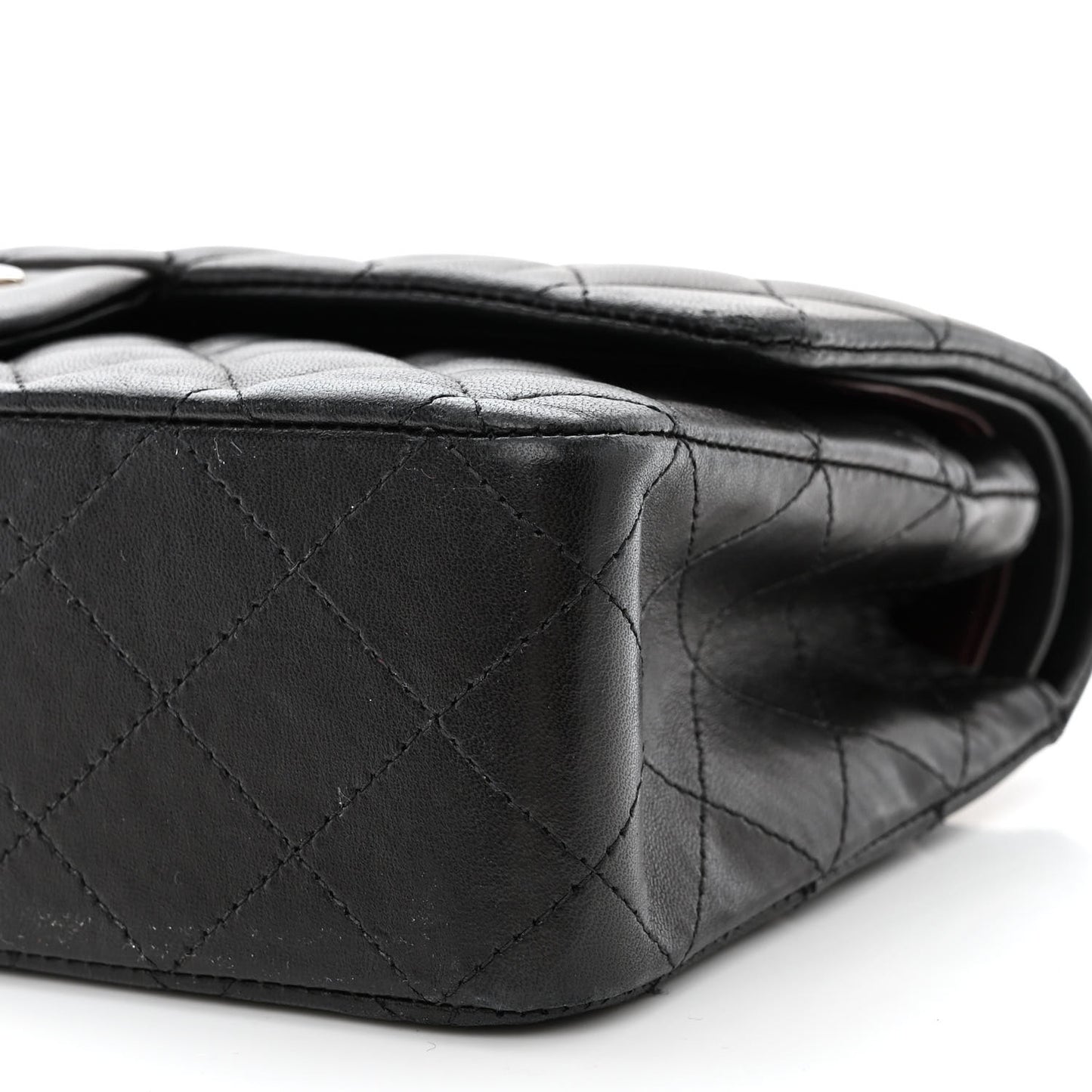 Lambskin Quilted Medium Double Flap Black