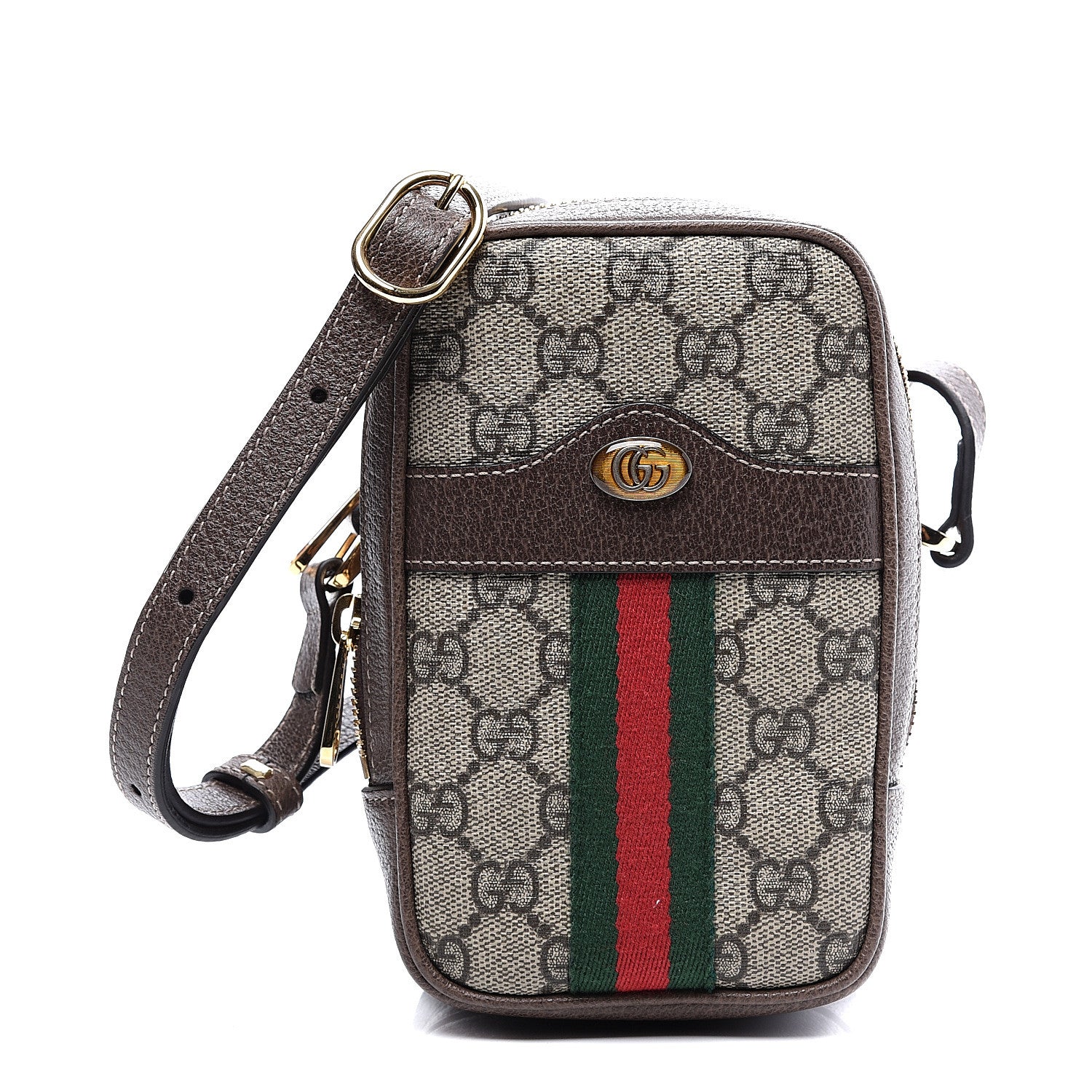 Gucci GG Supreme Monogram Web Mini Ophidia Double Zip Crossbody Bag Beige New Acero 1 of 9