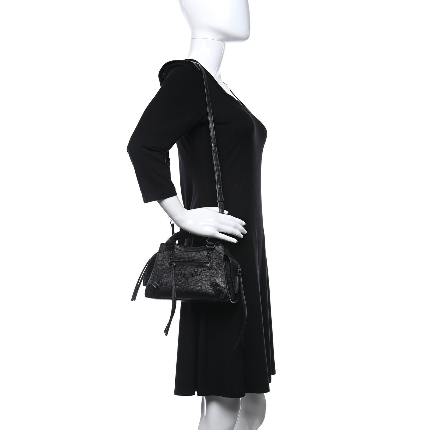 Grained Calfskin Neo Classic Hardware Nano City Crossbody Black