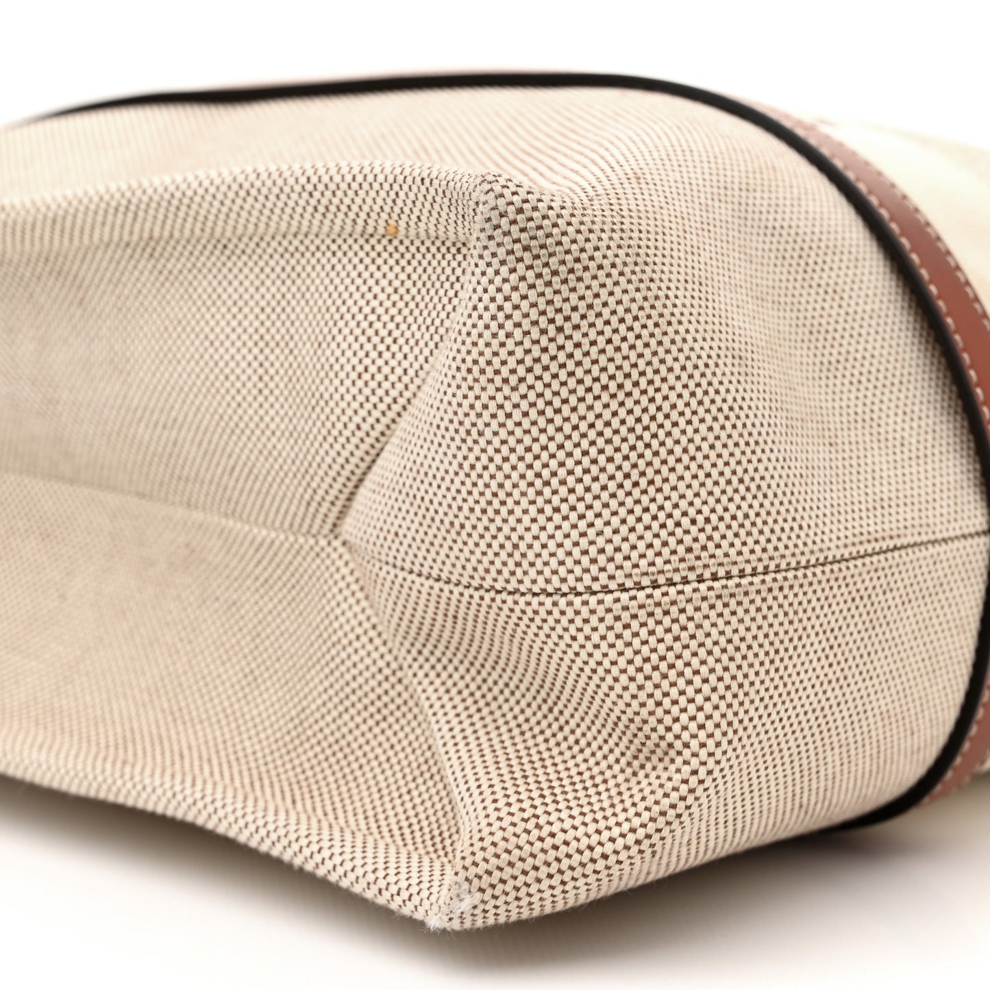 Cotton Calfskin Large Woody Ribbon Tote White Brown