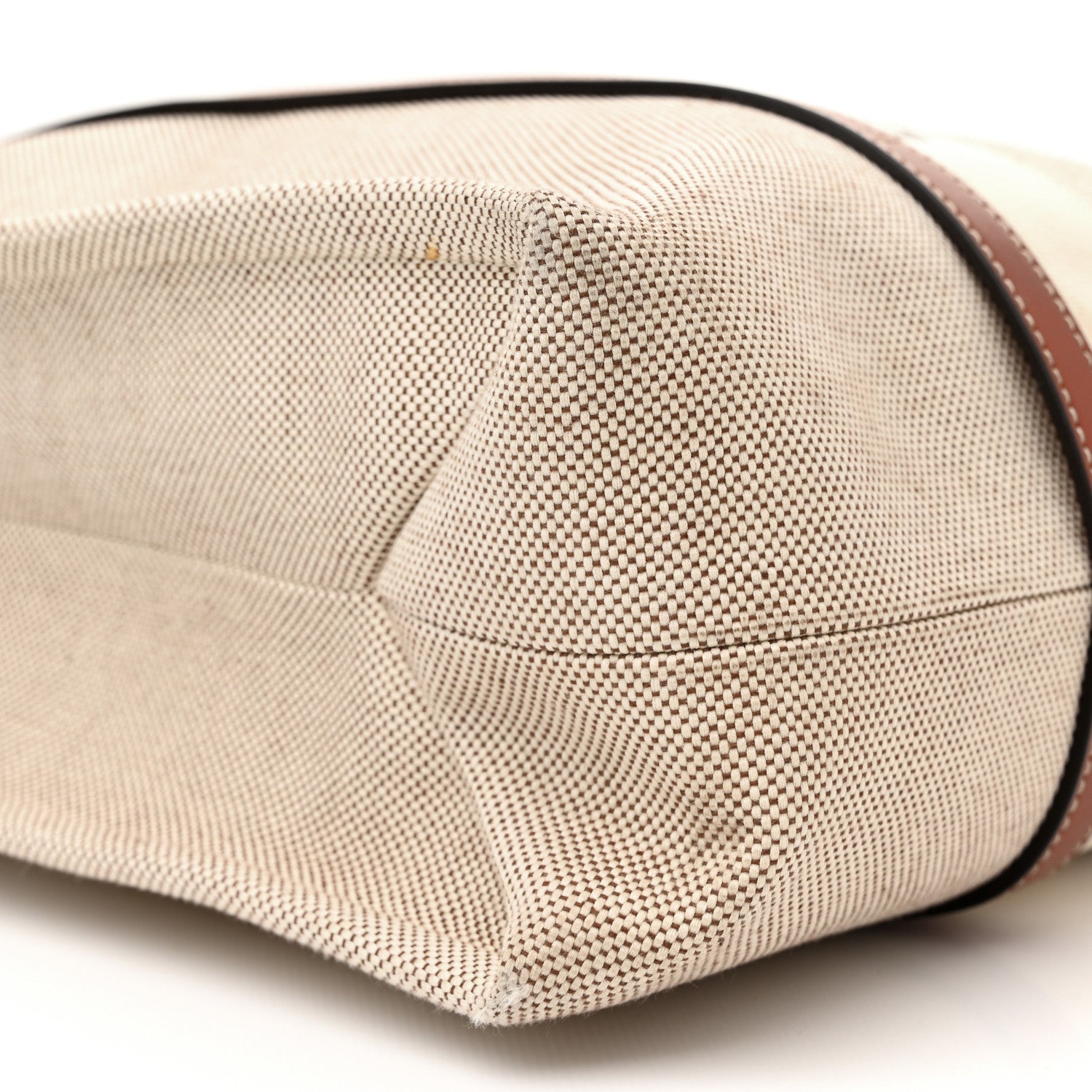 Chloe Cotton Calfskin Large Woody Ribbon Tote White Brown 9 of 15