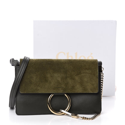 Chloe Suede Calfskin Small Faye Shoulder Bag Deep Forest 11 of 11
