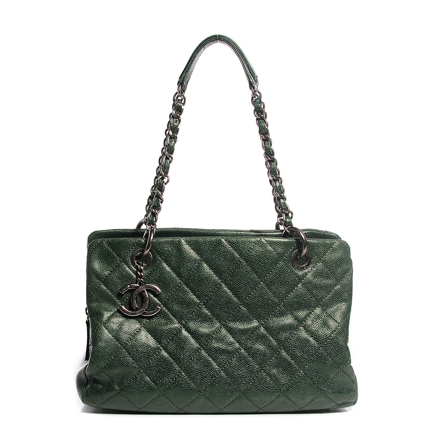Chanel Iridescent Caviar Quilted Small Chic Tote Green 1 of 7