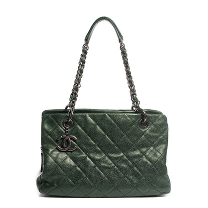 Chanel Iridescent Caviar Quilted Small Chic Tote Green 1 of 7