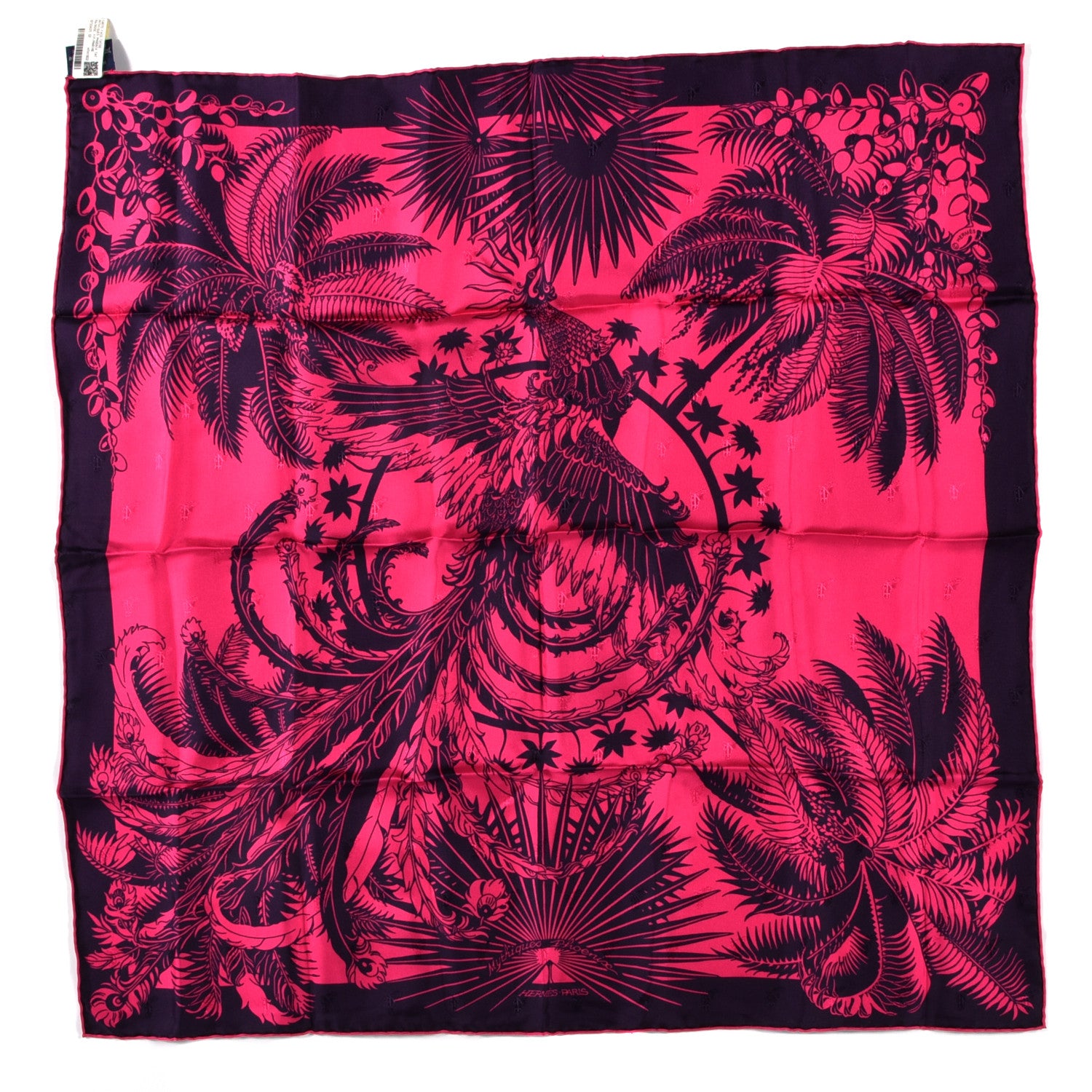 Hermes Silk Mythiques Phoenix Tattoo Scarf 70 Rose Vif Marine 1 of 3