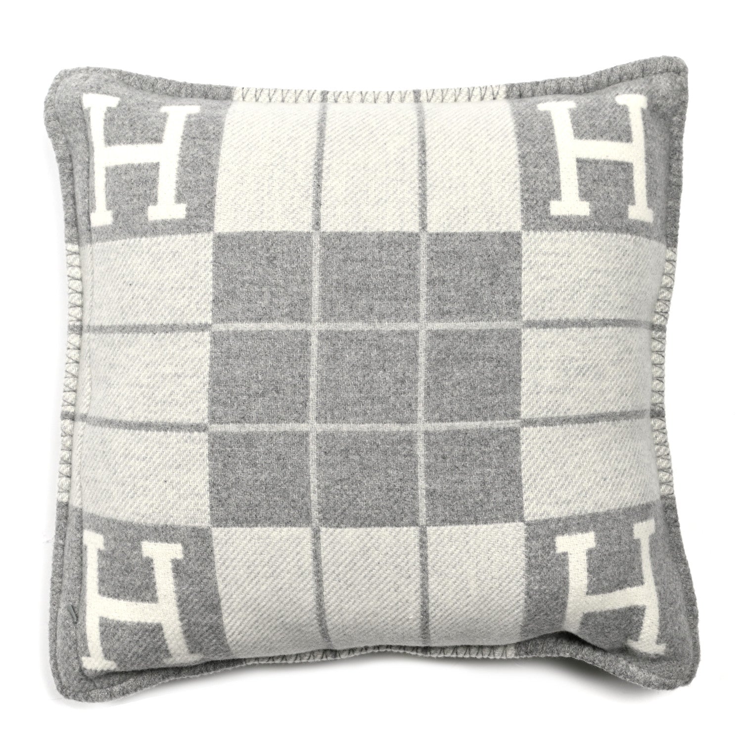 Hermes Wool Cashmere Avalon III Pillow PM Ecru Gris Clair 2 of 3
