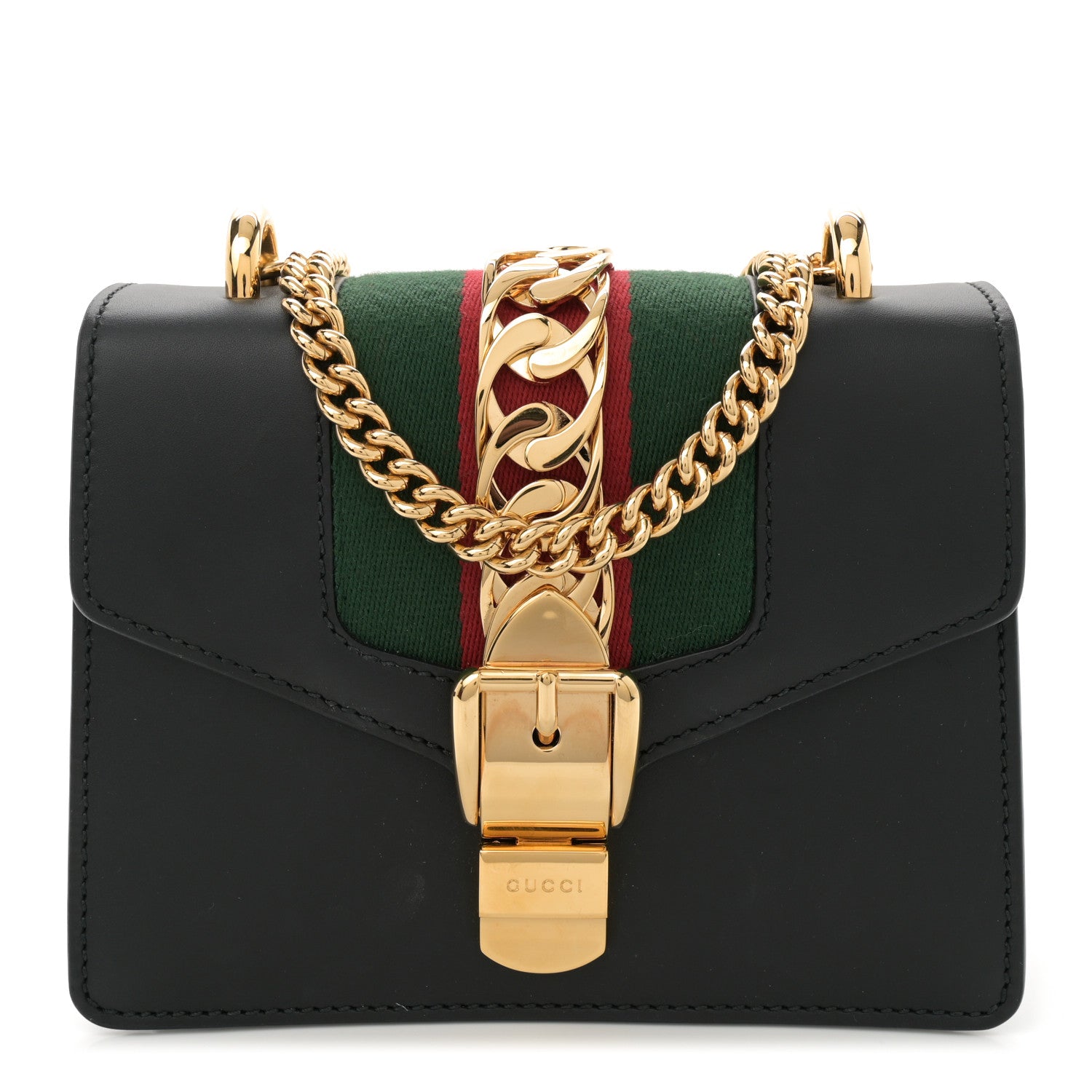 Gucci Calfskin Mini Sylvie Chain Shoulder Bag Black 1 of 15