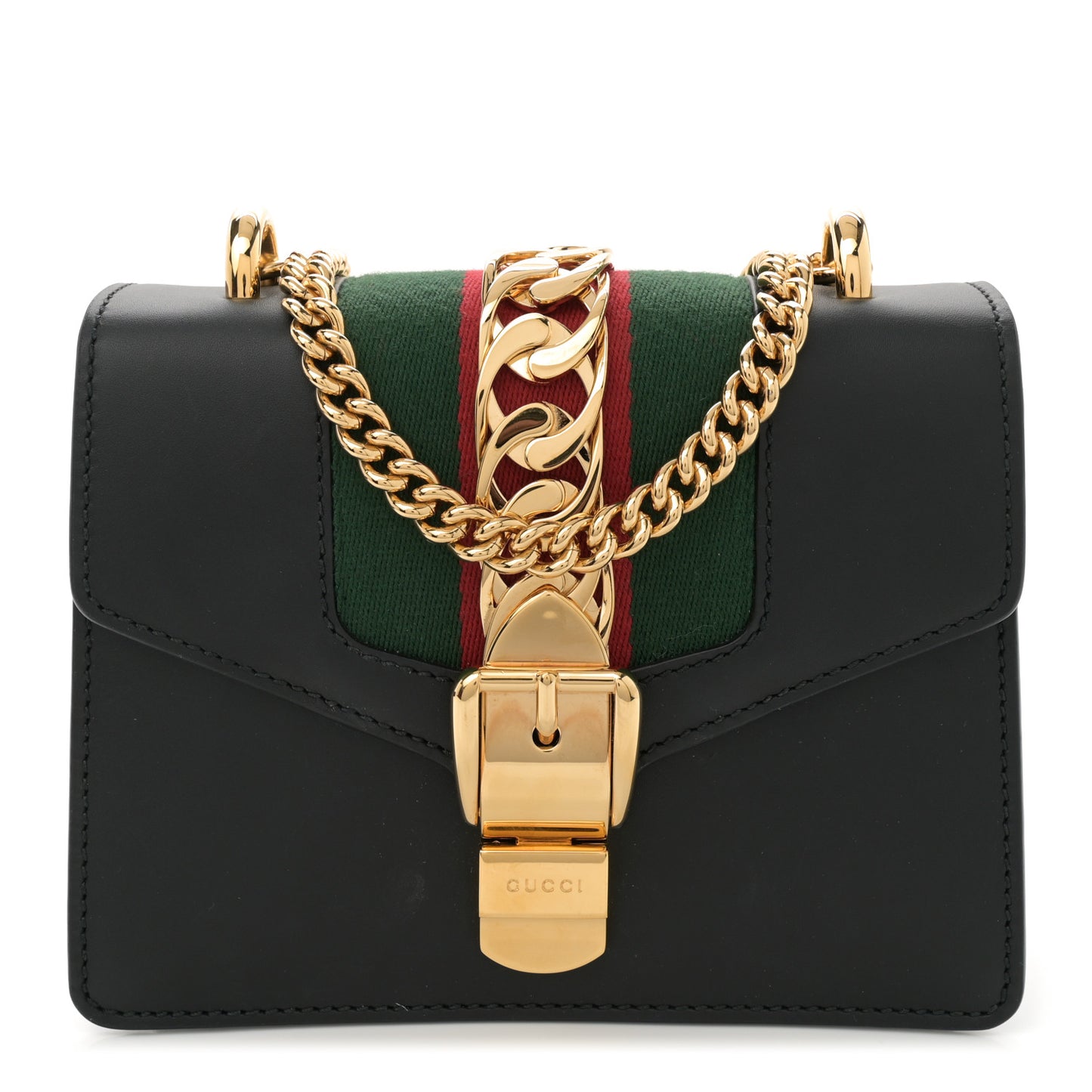 Calfskin Mini Sylvie Chain Shoulder Bag Black