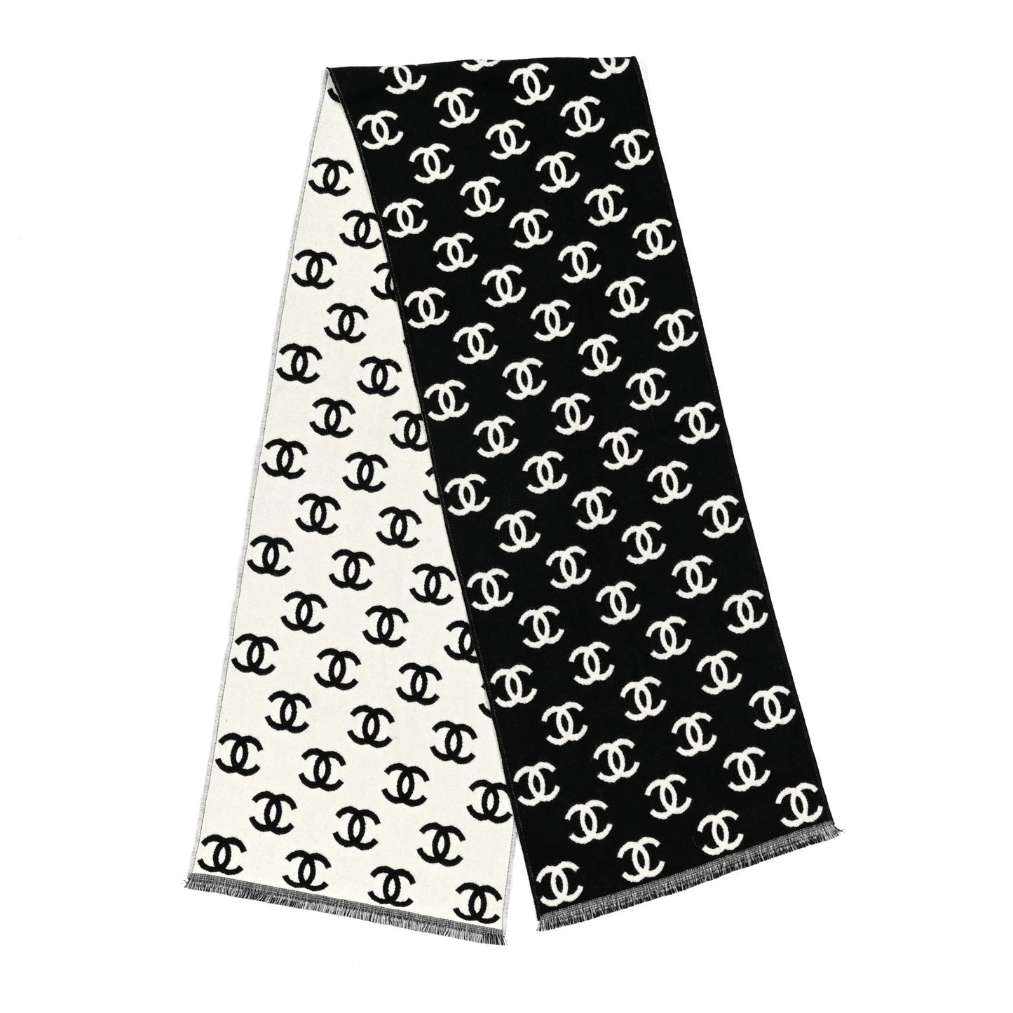 Wool Cashmere CC Scarf Black White