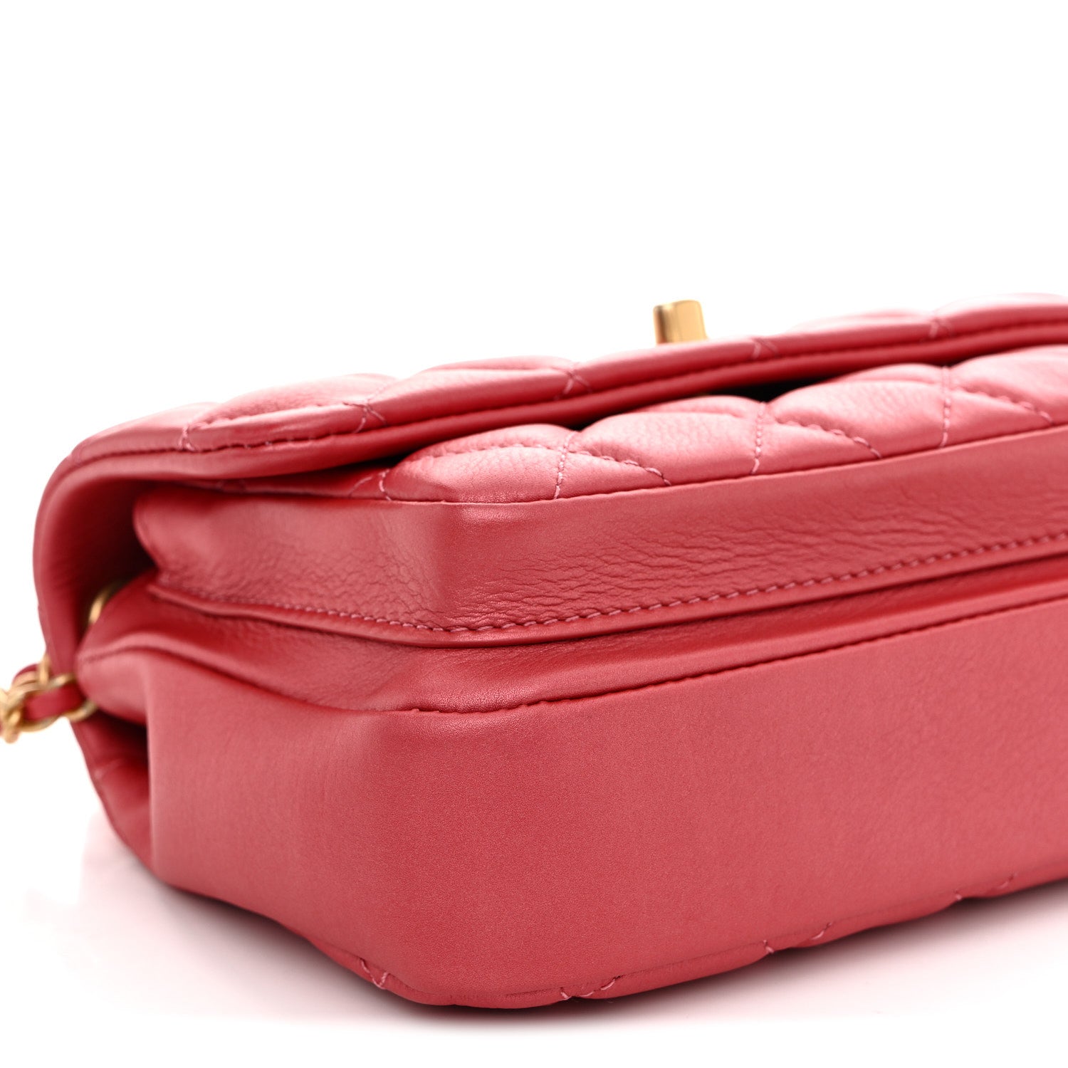 Chanel Metallic Calfskin Quilted Top Handle Flap Dark Pink 9 of 11