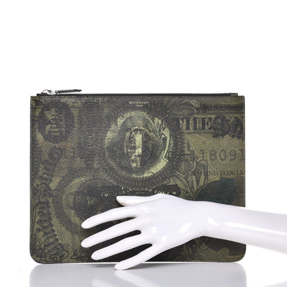 Givenchy Coated Canvas Dollar Print Clutch Green 2 of 8