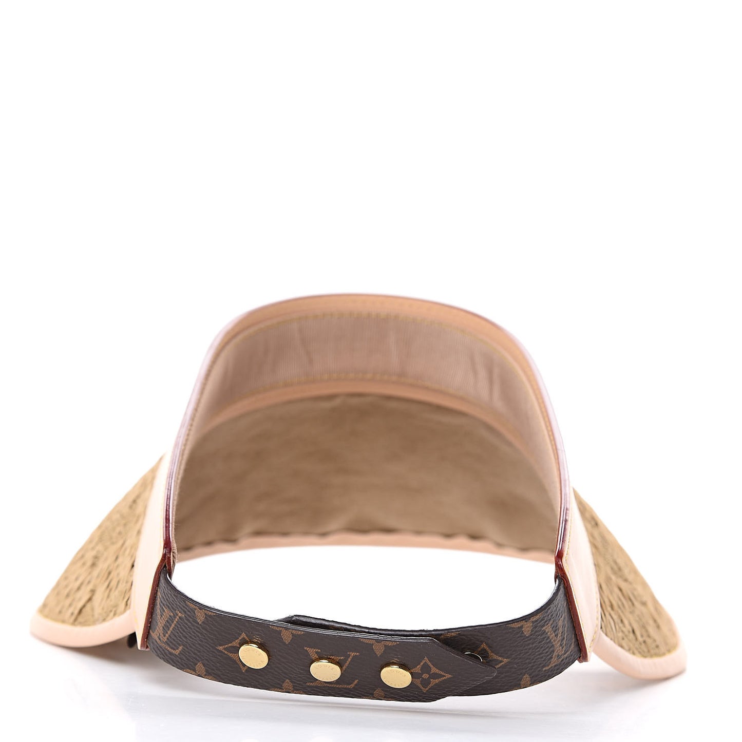Calfskin Raffia Monogram Strawgram Visor Natural