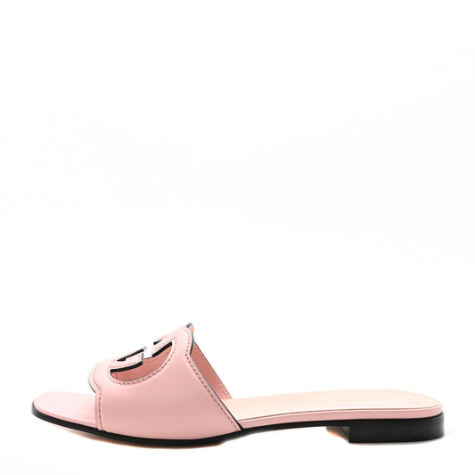 Cosmos Softy Calfskin Interlocking G Cut Out Slide Sandals 40 Candy Cotton